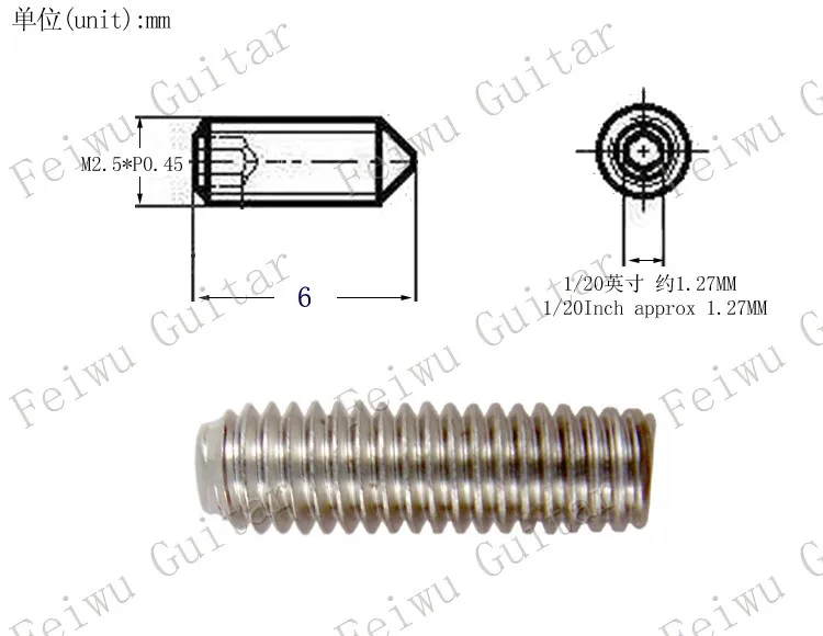 6mm Silver X 12 Pcs 12 шт./упак. тремоло косоурные регулировать высоту шестигранные винты с шестигранной головкой для Электрогитары бас-M2.5*6 мм-10 мм - Цвет: 6mm Silver X 12 Pcs