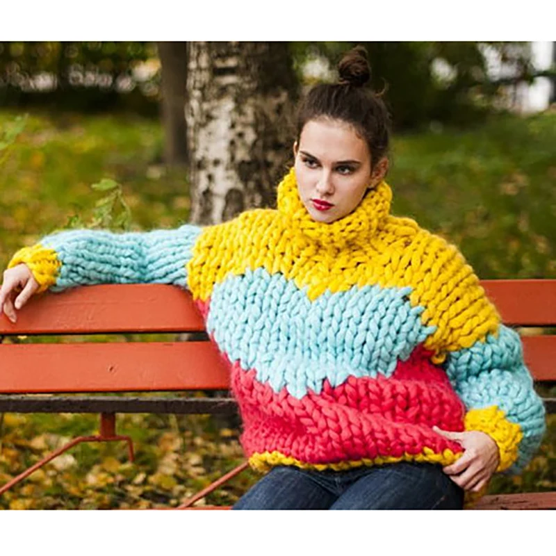 Женский костюм ручной работы Ms плотный свитер с переплетением пуловер пальто