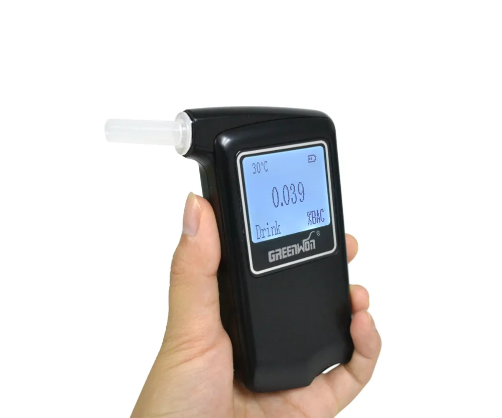 

2PCS/ GREENWON Protable Police Breathalyzer Analyzer Detector Digital LCD Fuel cell sensor breath alcohol tester Free Shipping