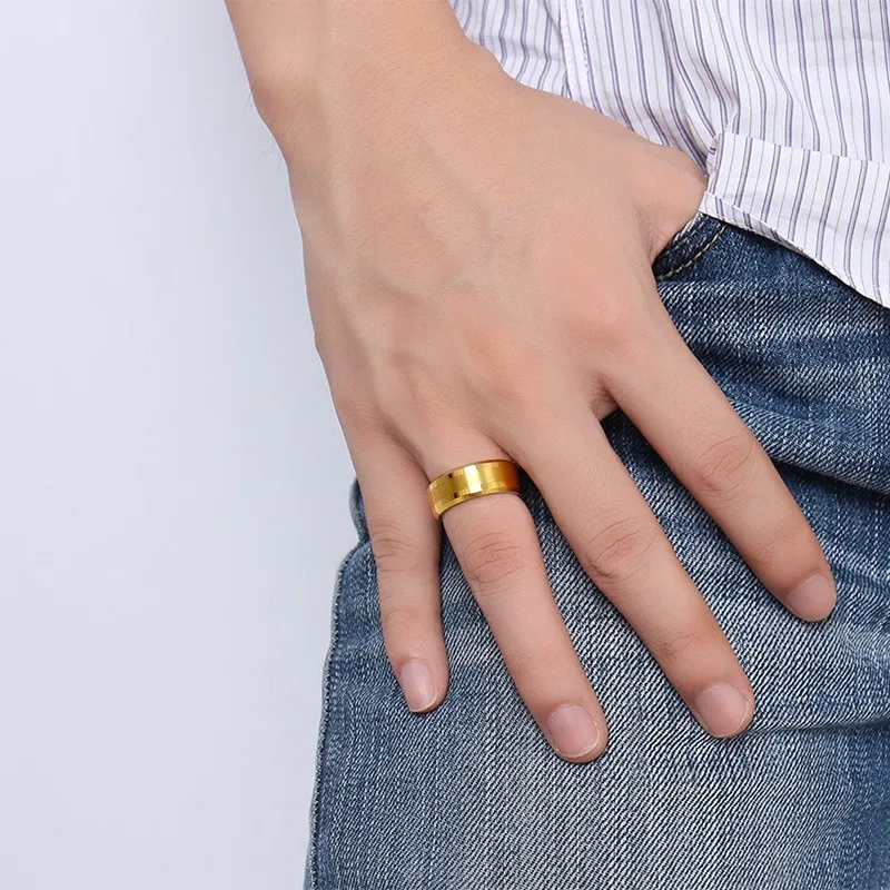 Mens Rings 8MM Tungsten Carbide Finger Ring for Men Engagement Wedding Bands Comfort Fit Fashion Jewelry | Украшения и аксессуары