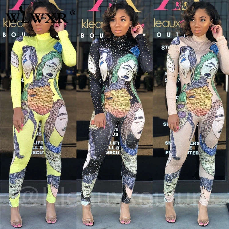 WLWXR уличная одежда с блестящим принтом сексуальный Летний комбинезон женский