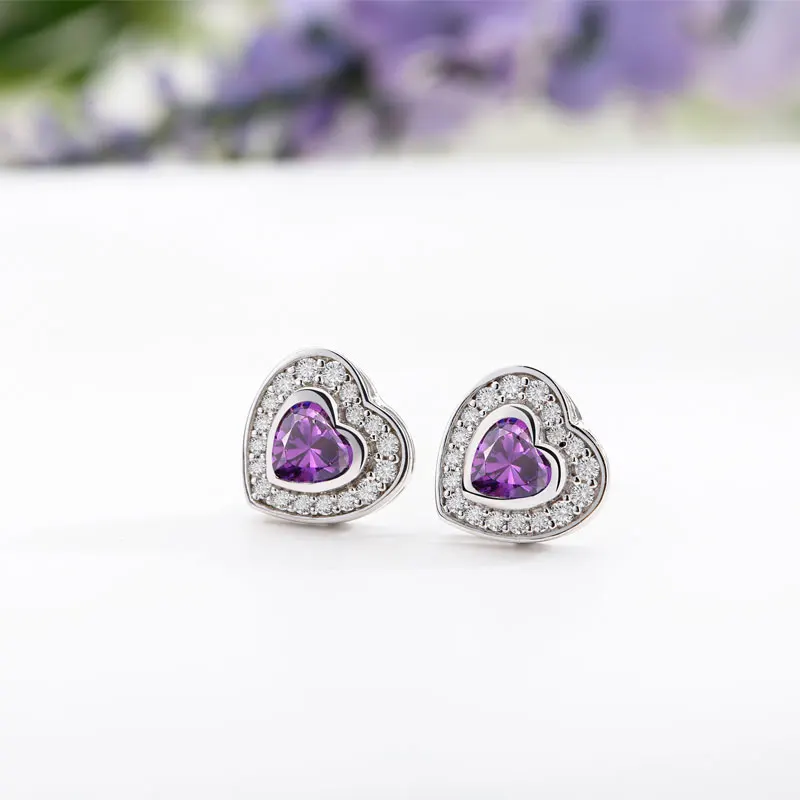 Женские серебряные серьги гвоздики в виде сердца|stud earrings|earrings forearrings for women |