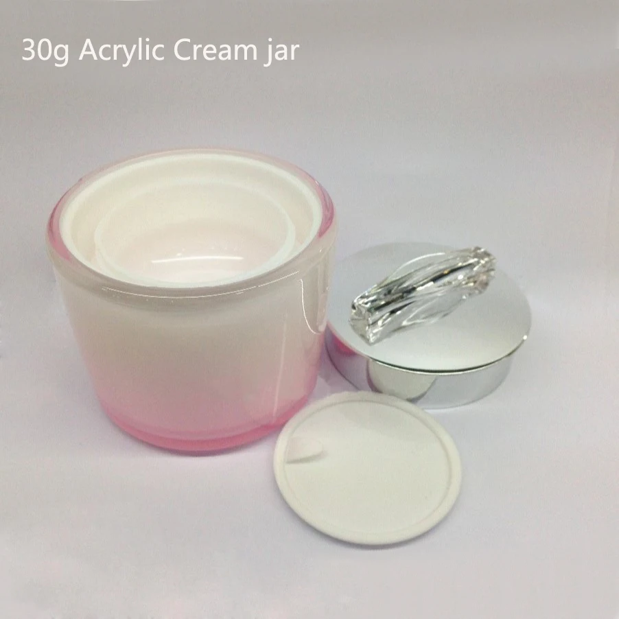 10PCS 30G Pink Gradient Cosmetic Empty Jar Acrylic Pot Eyeshadow Acrylic Makeup Bottle Jar Face Cream Box Container Storage