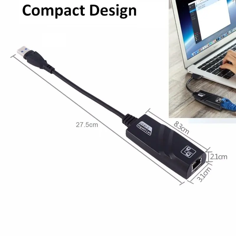 Ethernet адаптер Портативный USB 3 0 к RJ45 10/100/1000 Мбит/с сетевой LAN Проводной для Chromebook