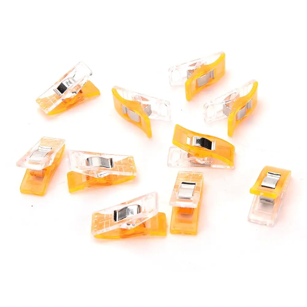 Оранжевый 50 шт. ПВХ Пластиковые зажимы для лоскутного шитья DIY ремесла Стёганое одеяло клипсы для квилтинга Клевер клипсы школьные офисные принадлежности 2,7*1 см - Цвет: Оранжевый
