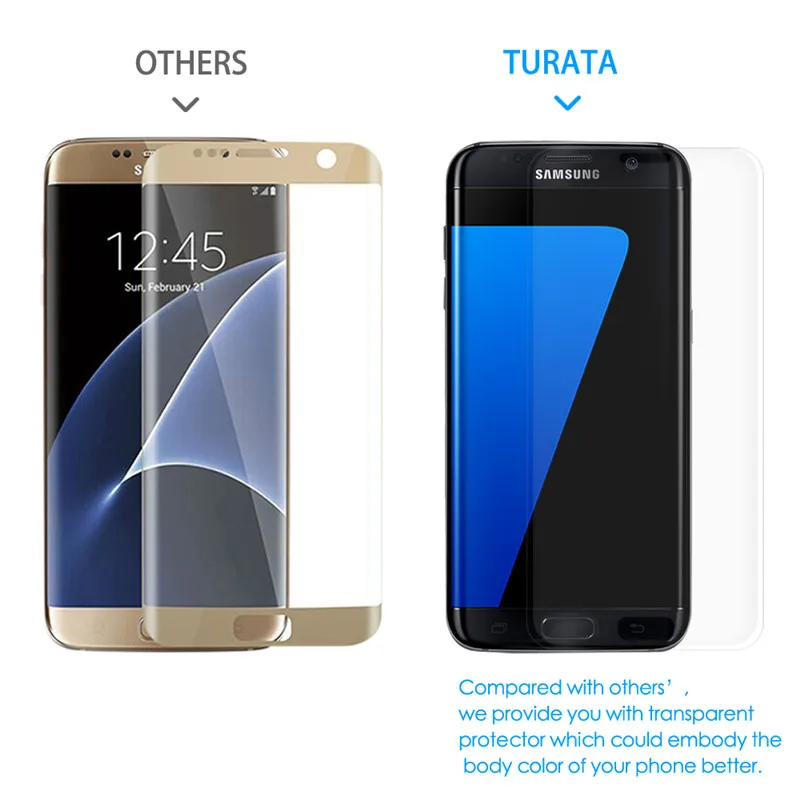 Turata Защита экрана для samsung Galaxy S7 3D изогнутое закаленное стекло Ультра тонкое 9H полное покрытие прозрачная
