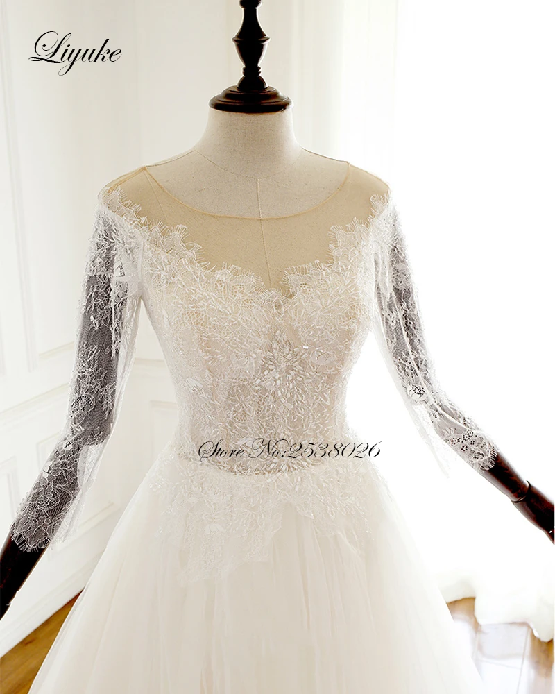 Простое свадебное платье-трапеция Liyuke с V-образным вырезом и кристаллами цвета