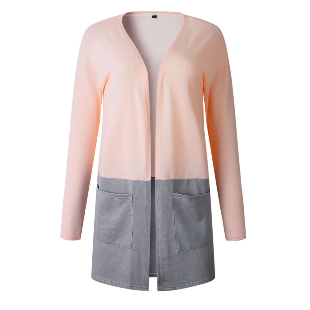 Новое поступление Модный зимний женский вязаный кардиган с карманами и длинными