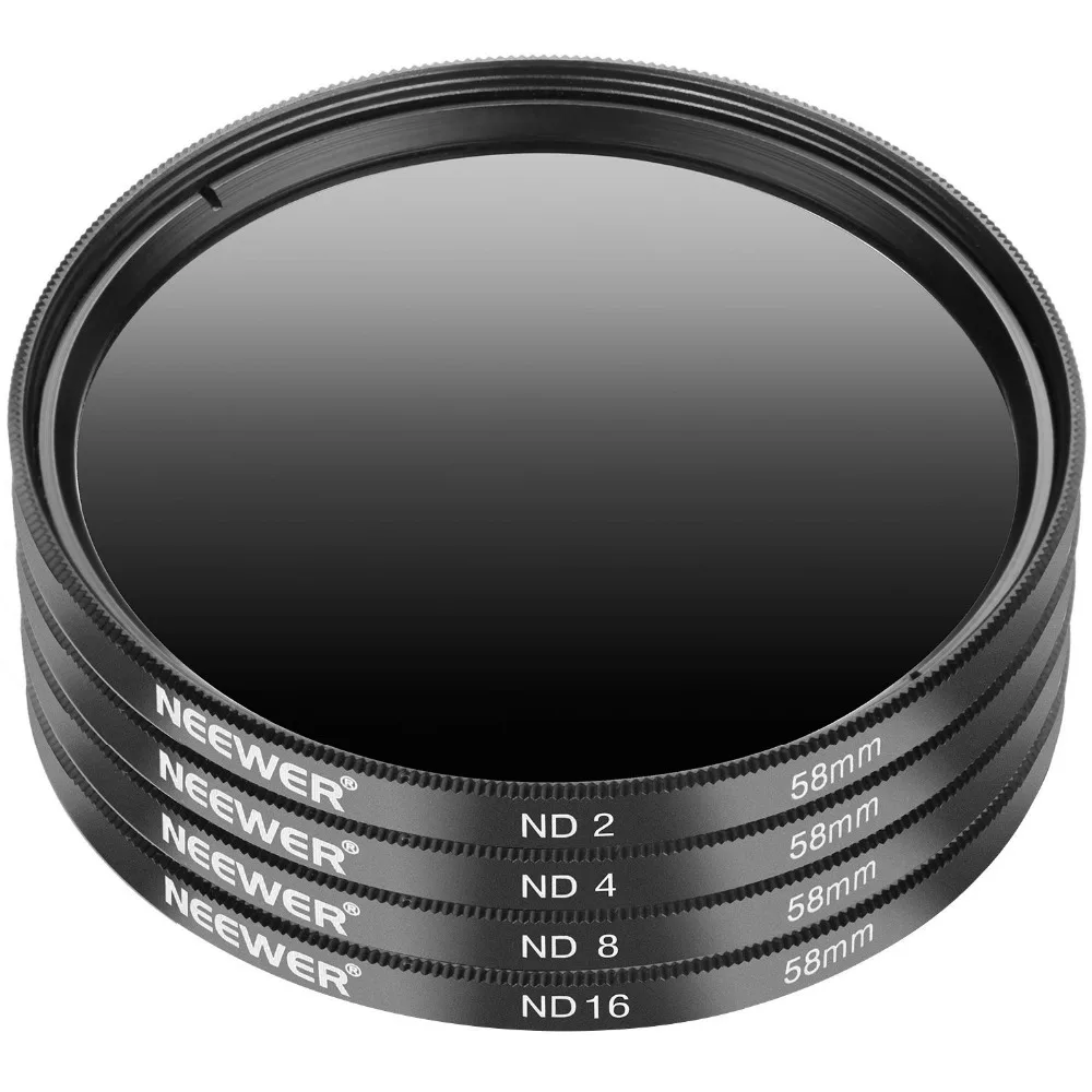 Набор фильтров Neewer 58 мм ND2 ND4 ND8 ND16 для зеркальной камеры Canon EOS Rebel T6i T6 T5i T5 T4i T3i SL1