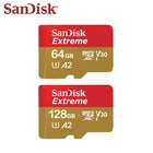 SanDisk Extreme карта памяти 64 Гб высокоскоростная Micro SD карта U3 A2 V30 UHS-1 флэш-карта TF карта памяти Microsd 128 ГБ