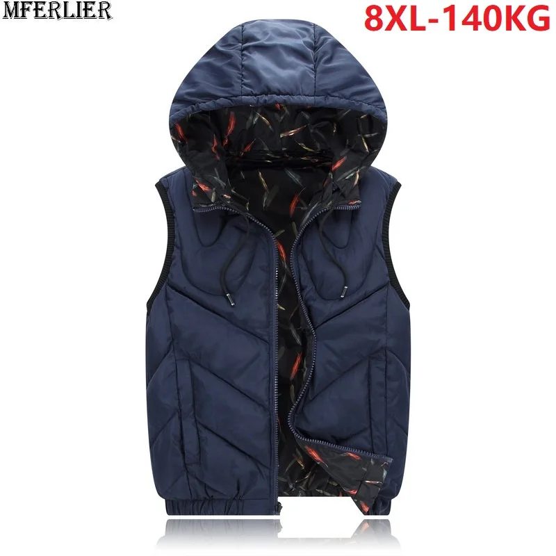 Жилет MFERLIER мужской зимний теплый с капюшоном большого размера 7XL 8XL|Мужские