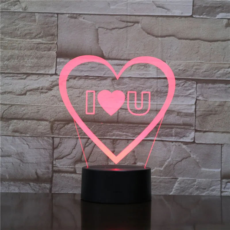 Цветной СВЕТОДИОДНЫЙ ночник с 3D видением I love you i Love you|Ночники| |
