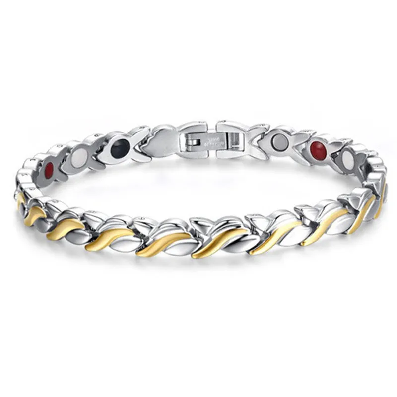 Modyle 7mm Adjustable Length Health Magnetic Bracelet For Women Stainless Steel With Germanium Hand Chain | Украшения и