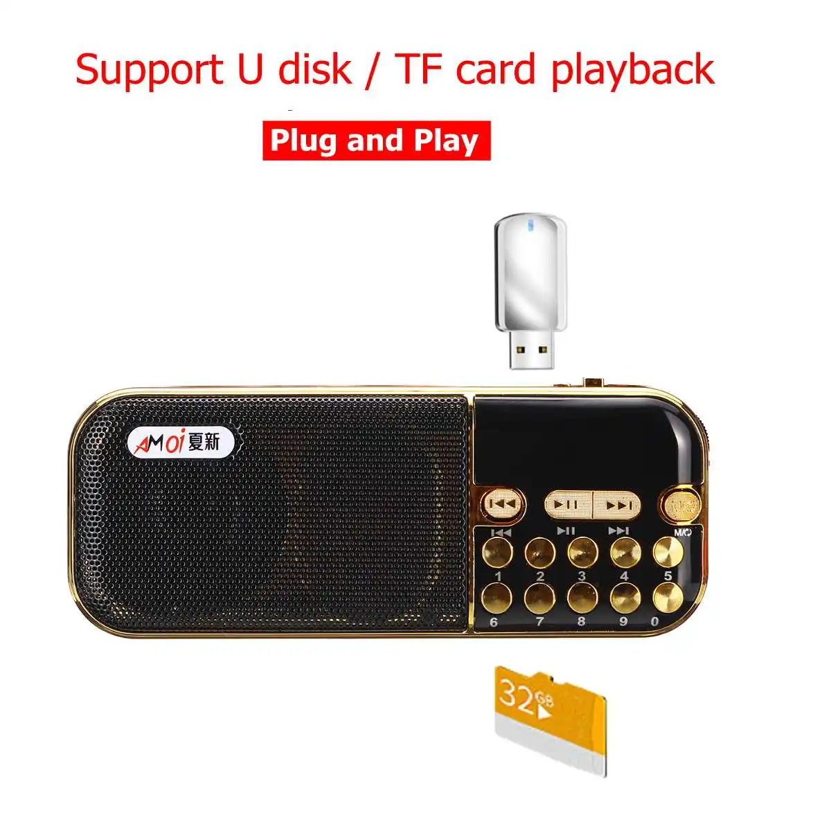 Цифровой fm-радио Поддержка USB TF карта U-disk порт для наушников Крытый открытый портативный мини-динамик с радио Музыкальный плеер для подарка