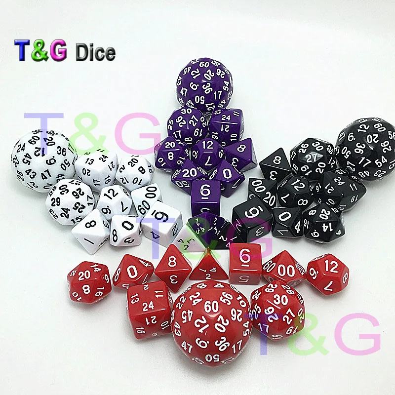 10 шт. набор черных цифровых кубиков с сумкой T & G высокого качества d4 d6 d8 2xd10 d12 d20 d24