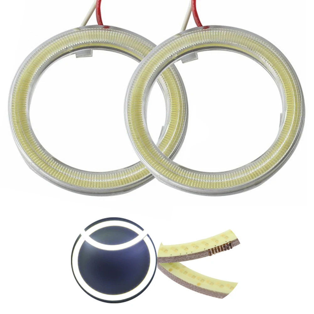 Super Bright!! 1Pair COB 80MM Car Led Headlight Angel Eye Auto Halo Ring Warning Lamps with Cover Lampshades Bright Chip | Автомобили и