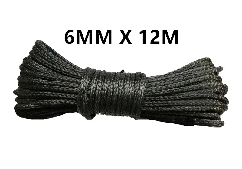 6 мм x 12 м синтетический трос лебедки кабель UHMWPE плазменная веревка с оболочкой автомобильные аксессуары
