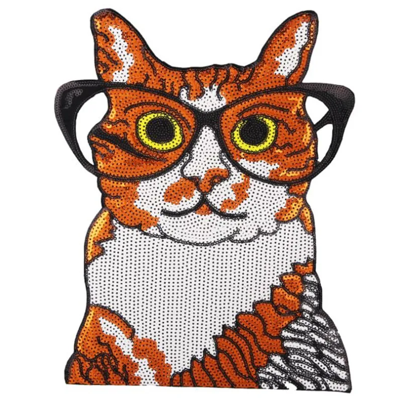 

T shirt Women iron on patch sequins cat deal with it biker patches for clothing animal stickers 3d t shirt mens free shipping