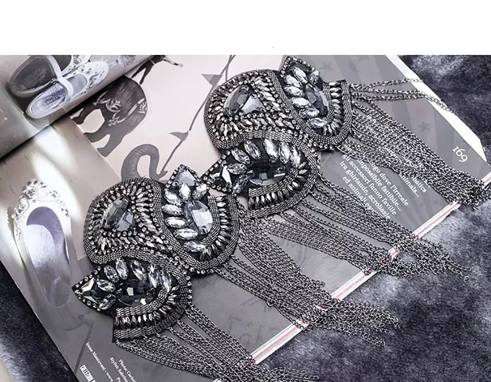 Стразы с бисером хрустальные мотивы цепные нашивки бахромой для одежды