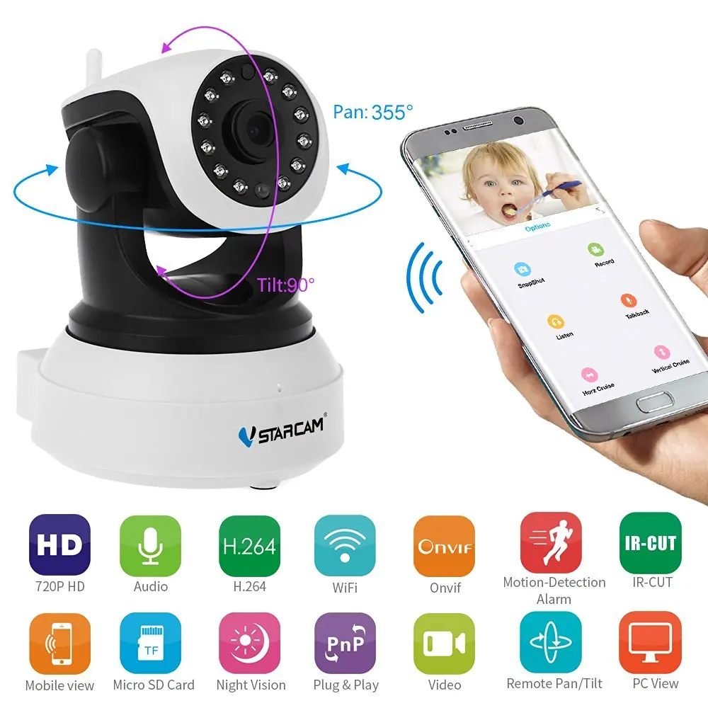 HD Крытый Draadloze 720 P Beveiliging IP камера видеонаблюдения с WiFi панорамирование/наклон