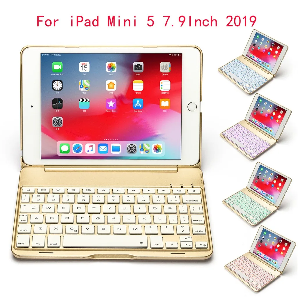 VOBERRY складная клавиатура Беспроводная для IPad Mini 5/4 7,9 чехол Беспроводная Bluetooth подсветка клавиатура крышка клавиатура Ipad Mini#2