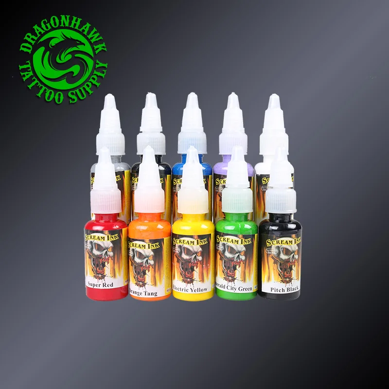 Крик татуировки чернила 10 PACK основной цвет Набор 0 5 oz бутылки поставка|tattoo ink|ink