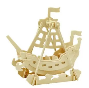 Pirate Ship DIY Дети 3D деревянные пазлы животных модель самолета сборки строительные наборы Развивающие игрушки для детей - Цвет: Pirate Ship