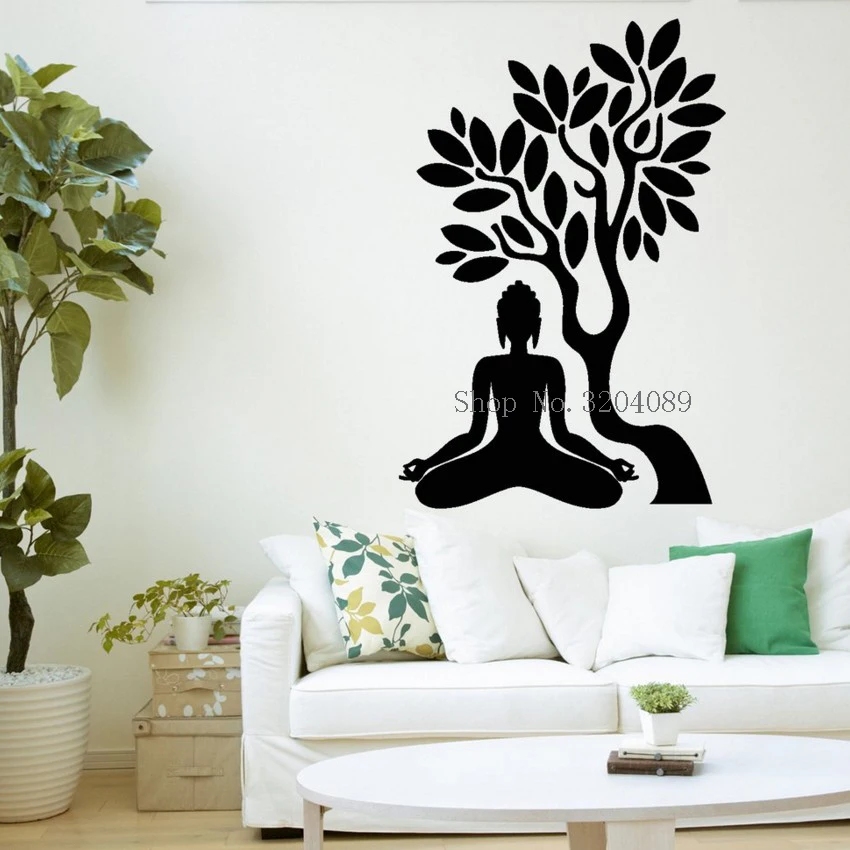 Наклейки на стену с изображением Будды дерева домашнее украшение цветение