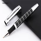 Роскошные качественные модные красивые черные офисные шариковые ручки со средним наконечником из нержавеющей стали 819 с серебряной линией Новинка