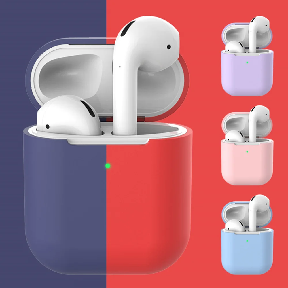 Мягкий силиконовый чехол для Airpods 2 аксессуары ударопрочный конфетного цвета