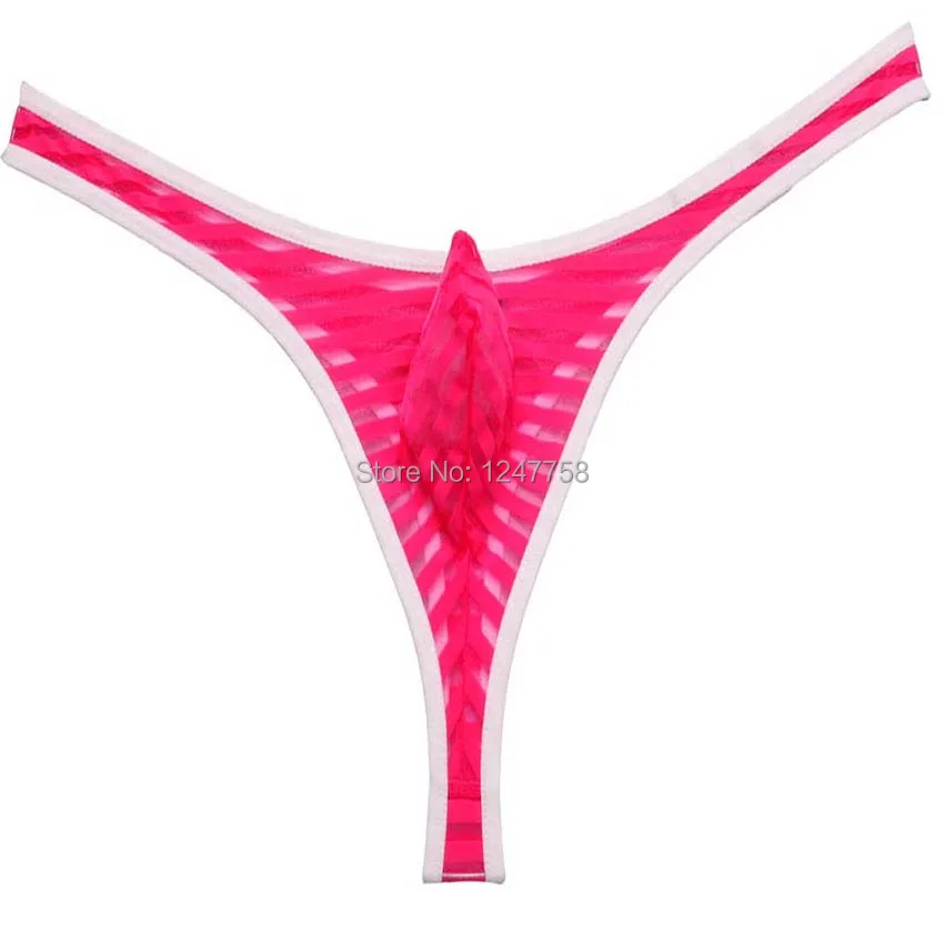 6 шт./лот мужские сетчатые стринги в полоску нижнее белье трусики с Т-образной