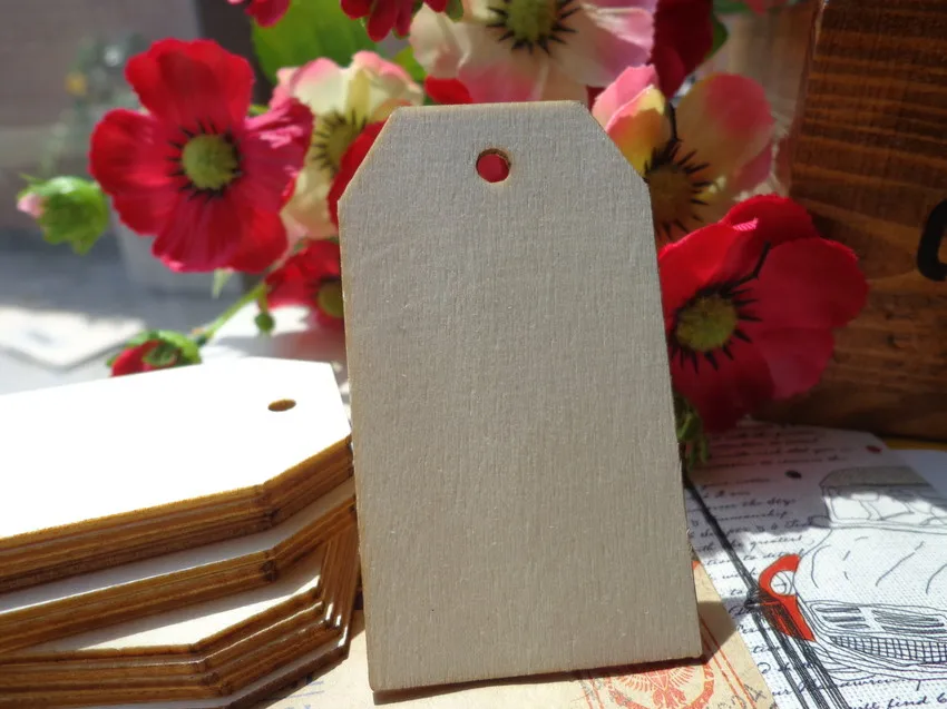 50 шт. 3,4x6,9 см DIY деревянная Подарочная бирка для вечеринки, дня рождения, свадьбы, подарочная бирка для сообщений, бирка для рукоделия с пеньковой веревкой
