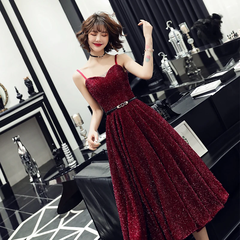 2021 Vestido De Festa Новый дизайн сексуальное Официальное Платье бордовое милое длинное