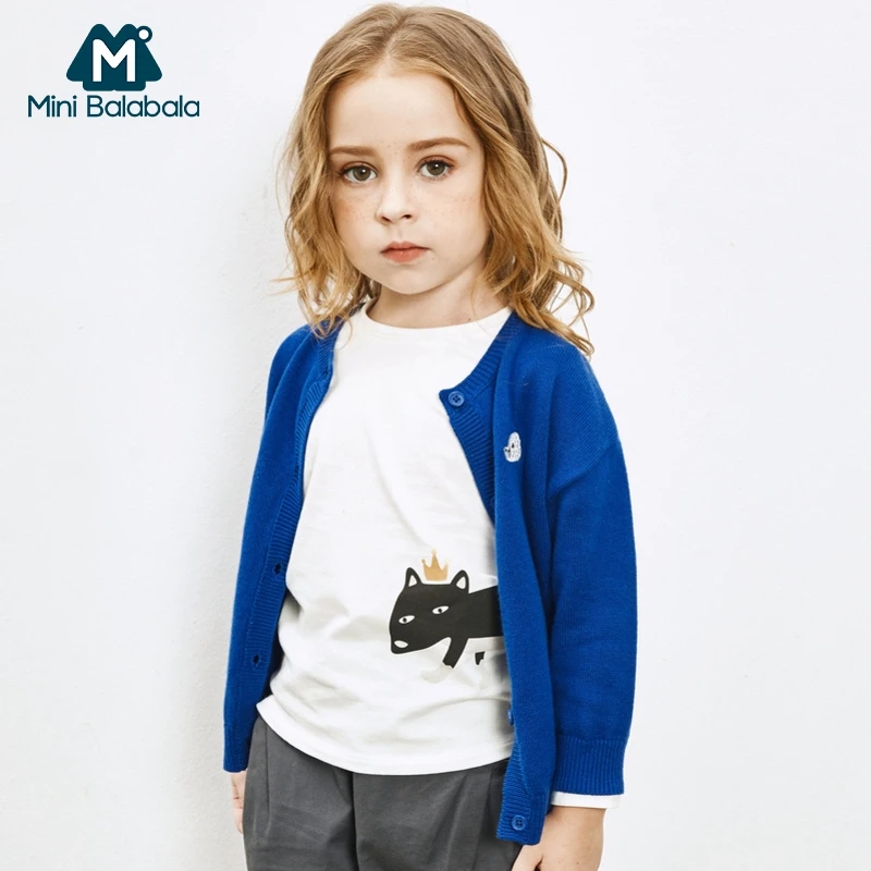 Мини Balabala для маленьких девочек футболки с надписью Футболка длинным рукавом