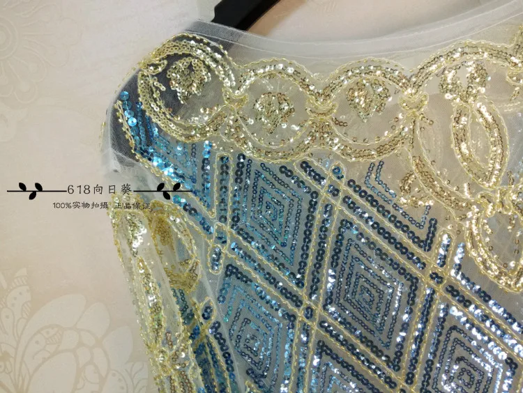 Cakucool Для женщин Бисер блузка рубашка Длинные рукава шифоновые топы с золотыми