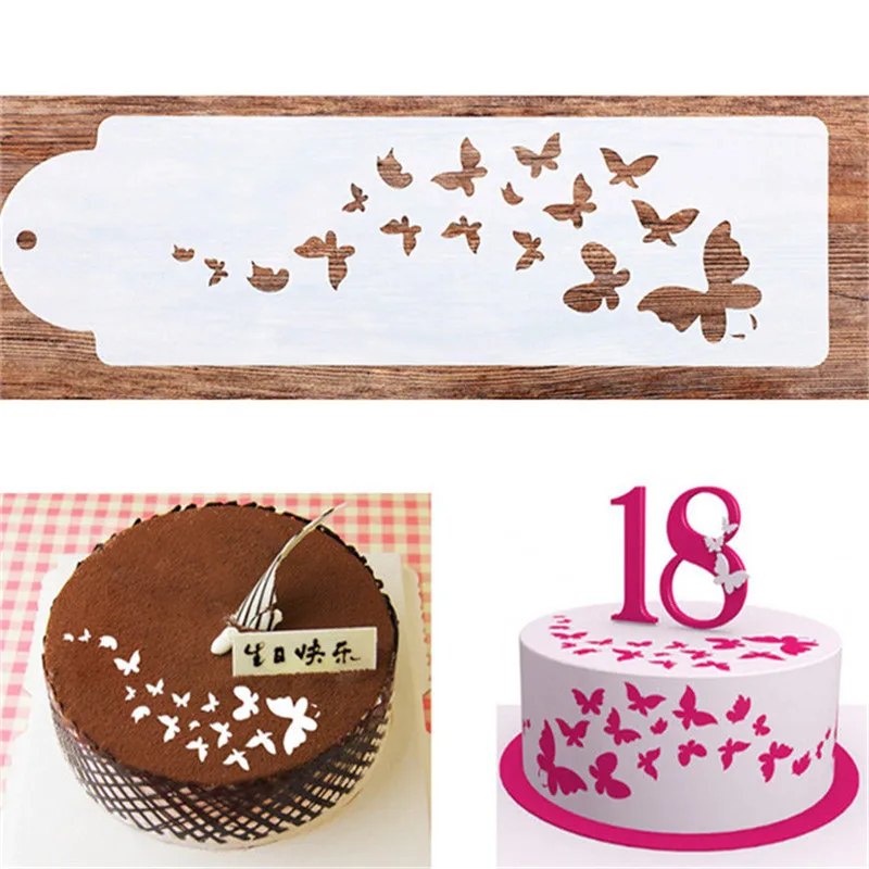 

Butterfly Art Cake Stencil Airbrush Plastic Painting Art Cake Spray Mold Cookies Fondant Molds DIY Cake Mousse Brim Decorating
