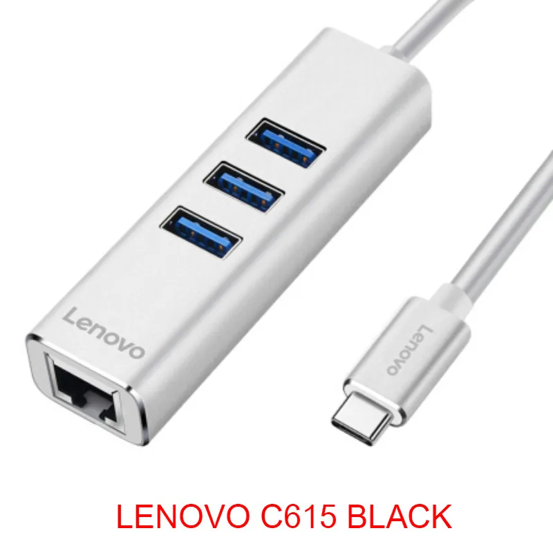 LENOVO C615 SLIVER Lenovo 3 Ethernet RJ45 USB 3,0 концентратор type-c USBc до 3 портов usb гигабитный LAN адаптер для notbook - Цвет: LENOVO C615 SLIVER