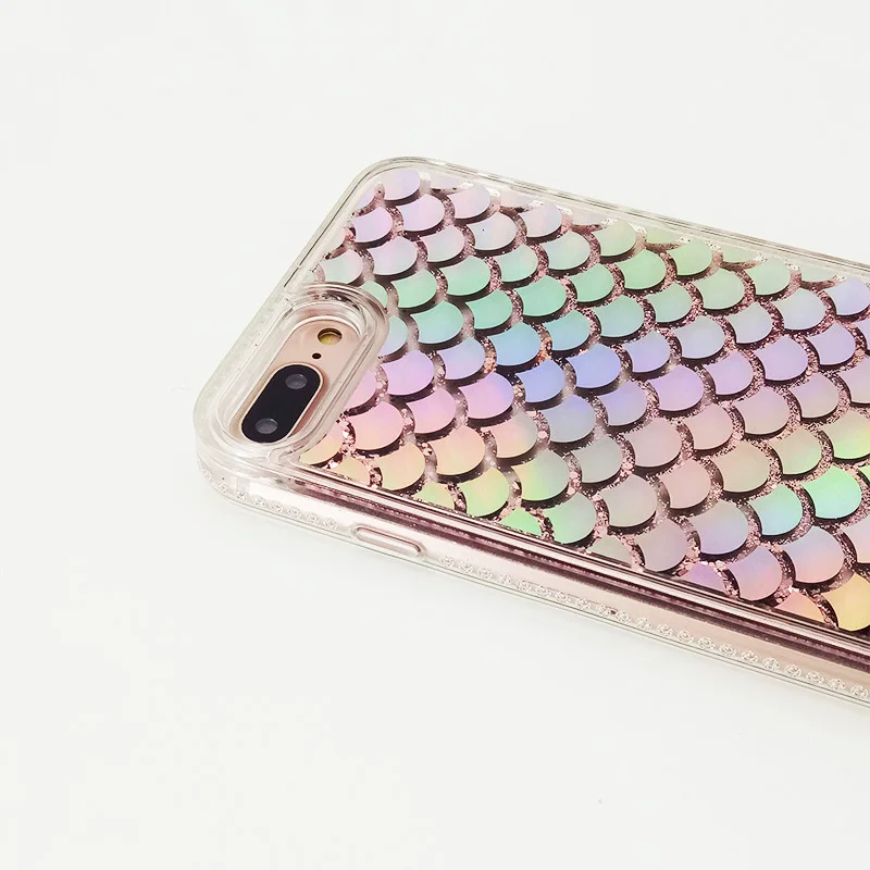 Luxury Hologram Iridescent Laser Fish Scale Pattern Cover for iPhone X Liquid Glitter Capa 6 6S 7 8 Plus Rainbow Case |