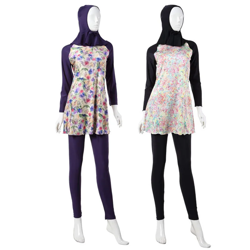 Женский мусульманский купальный костюм с цветочным принтом большого размера S-XXXL