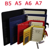 pu leather business journal loose leaf ruled notebook size a5 a6 refillable magnetic diary