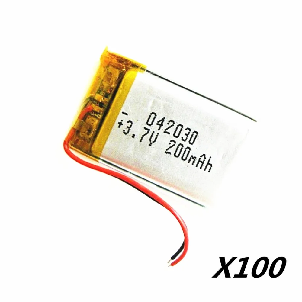 Бесплатная доставка 100 шт./лот 3 7 V литиевая батарея 200mah 402030 042030 GPS MP3 | Электроника