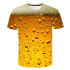 Новая летняя футболка с 3D принтом пива и букв для мужчин и женщин, забавная Новинка, футболка с круглым вырезом, топы с короткими рукавами, модные уличные мужские футболки