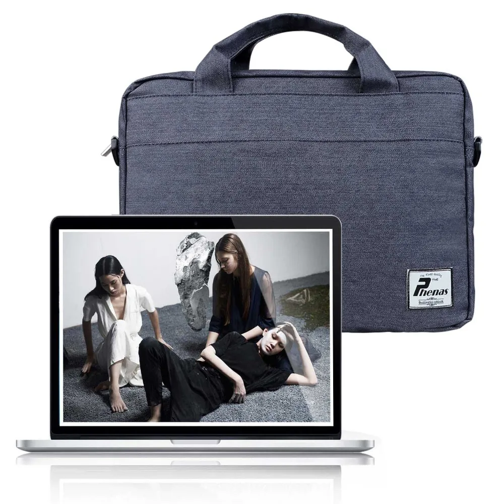 Сумка-мессенджер Phenas серая с ремнем на плечо для macbook 11 12 13 дюймов ультрабук