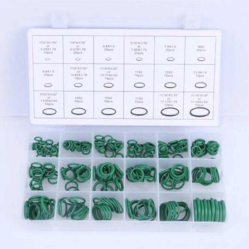 270pc Seal O-ring Gaskets Sets Air Conditioning Rubber Washer Assortment for R22 R134a Green Standard Parts