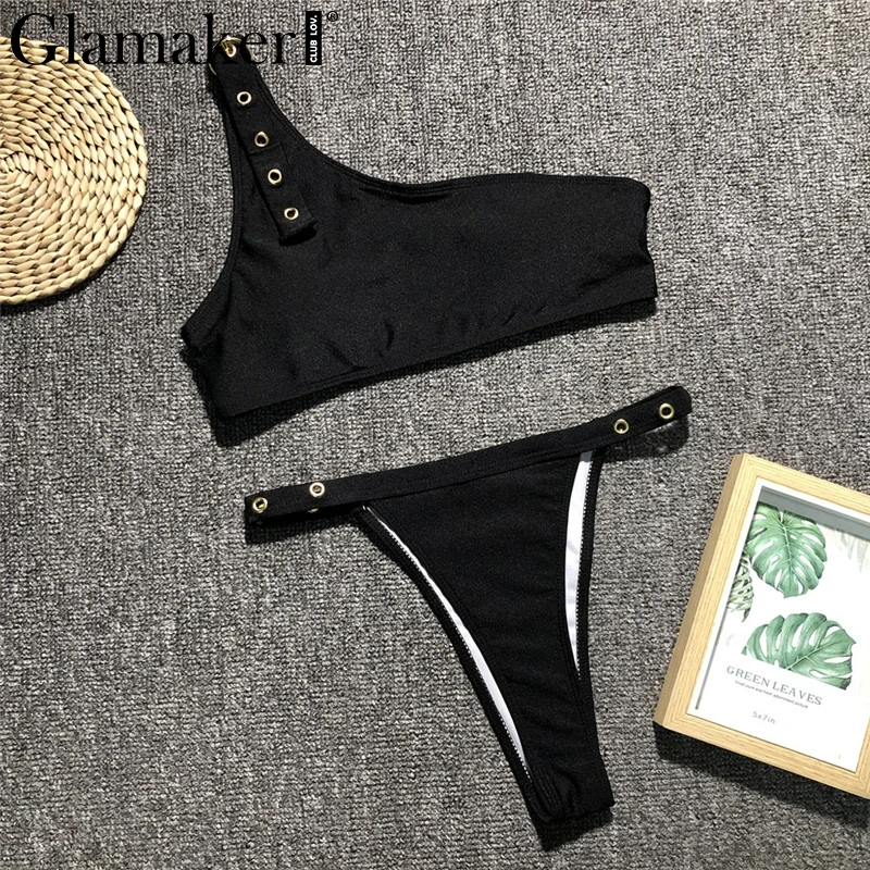 Glamaker сексуальный черный боди купальник женский комплект из двух предметов красный пляжный купальник пуш-ап летний черный праздничный женский комбинезон - Цвет: Черный