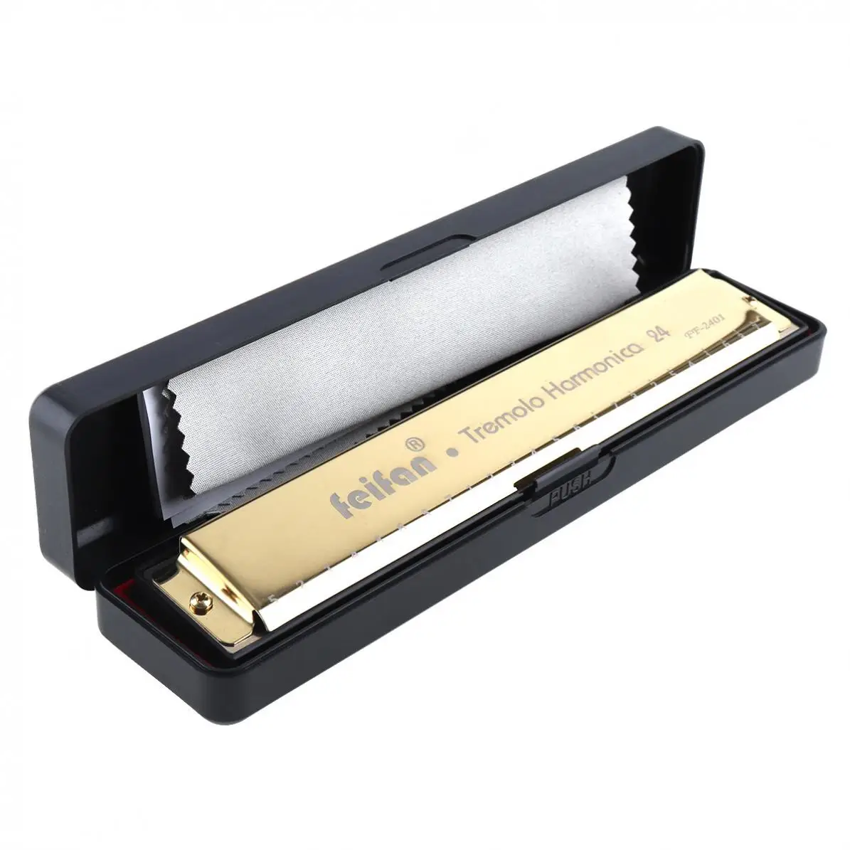 FEIFAN Gold 8K Titanium 24 Holes Harmonica Tremolo Tone KeyC Harp Mouth Organ Musical Instruments | Спорт и развлечения