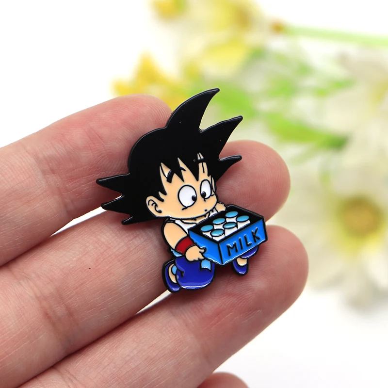 Мультфильм аниме-броши для мужчин DRAGON BALL эмаль шпильки для детей нагрудные булавки "Сумка" шляпа значок Wukong перемещение молоко брошь Q1224