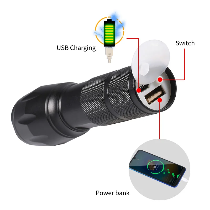 Coba T6 светодиодный фонарик Внешний аккумулятор usb Перезаряжаемый фонарь