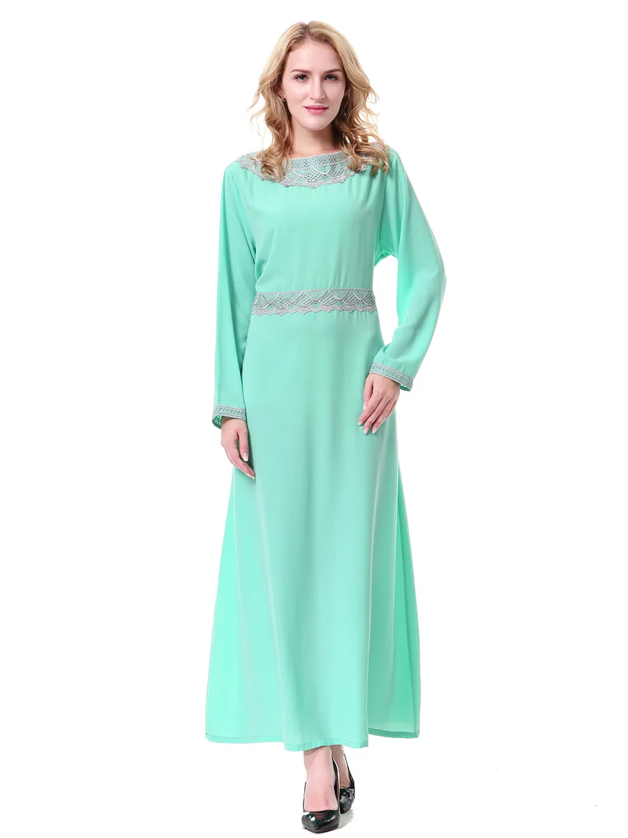 Мусульманский Кафтан Макси Черное длинное платье с длинным рукавом Марокканская