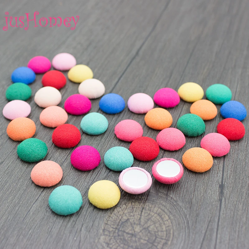 30pcs Mixed Color 15mm Vintage Flat Back Fabric Covered Buttons - NO SHANK - Embellishment for Sewing Project, Jewelry Accessory